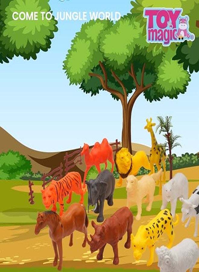 ToyMagic مجموعة حيوانات توي ماجيك 19 قطعة - 12 مجسم حيوان مع ملحقات - مجموعة لعب تعليمية للأطفال، مثالية للعب التخيلي والتعلم، متعددة الألوان - Image 4